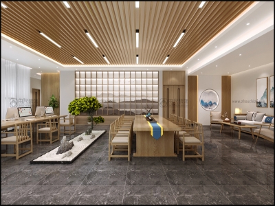 汽配城新中式茶室30m2裝修設計